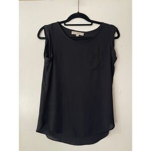 LOFT Black Sleeveless Pocket Blouse Womens Casual Chic Top Size Medium